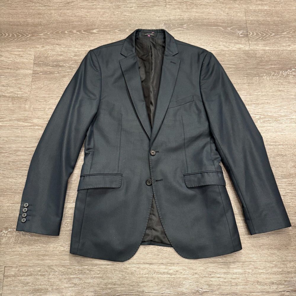 Zara Man Sport Coat Mens 38 Blue Blazer 2 Button Casual Jacket Viscose Casual